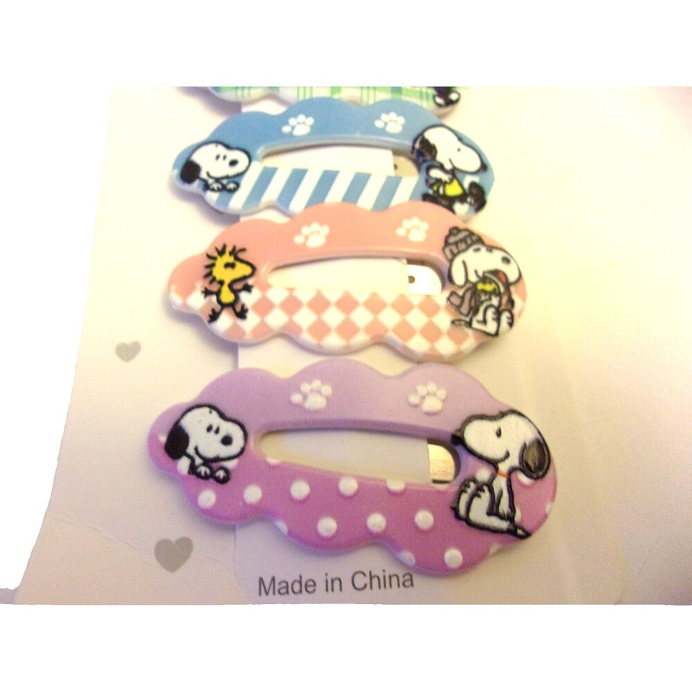 Snoopy Six Hair Clips Plastic Pink Blue Green Purple New on Card - Picture 2 of 4